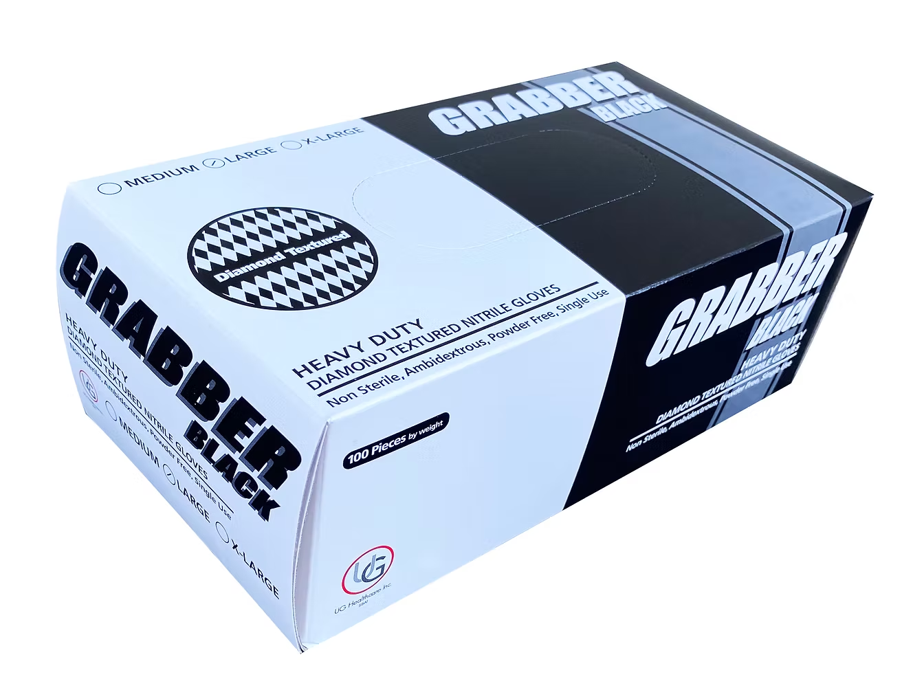 Grabber Black HD Diamond Texture Nitrile Gloves-Box of 100 Gloves