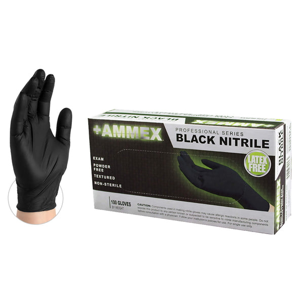 Black Medical Nitrile Exam Latex Free Disposable Gloves-Box of 100 Gloves