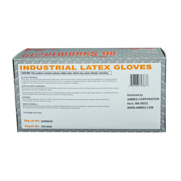 Gloveworks HD Latex Gloves-Box of 100 Gloves