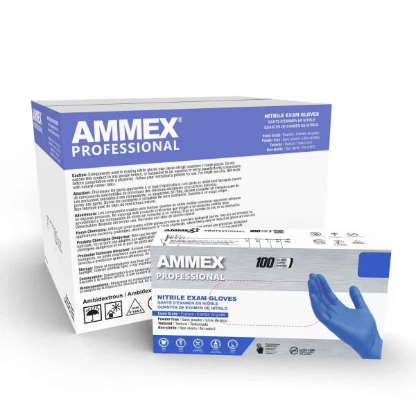 AMMEX Professional Exam Blue Nitrile Gloves - Fentanyl & Chemo Tested, Medical Grade - Image 3