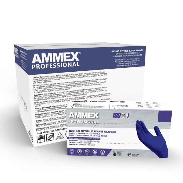 AMMEX Professional Exam Indigo® Nitrile Gloves - Fentanyl Tested, Powder-Free, Medical Grade - Image 3