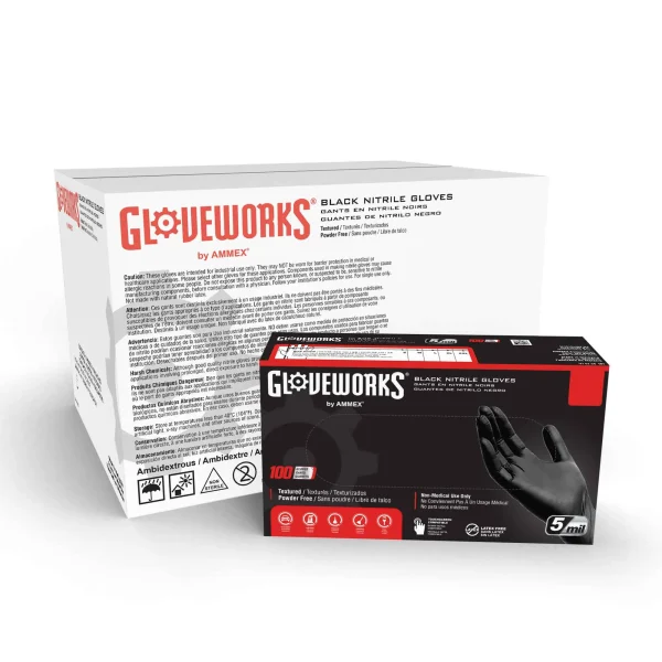 Gloveworks Industrial Black Nitrile Gloves - Versatile, Dexterity-Enhancing, Powder-Free - Image 3