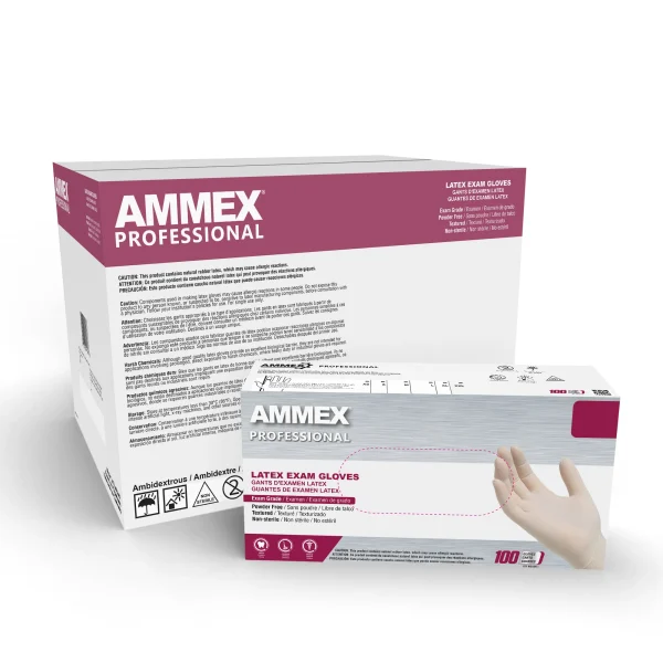 AMMEX Professional Exam Ivory Latex Gloves - Easy Donning, Medical Grade, Powder-Free - Image 3