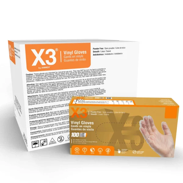 X3 Industrial Clear Vinyl Gloves - 3 Mil, Powder-Free, Food Service Ready - Image 3