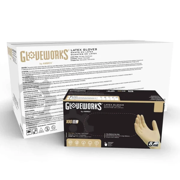 Gloveworks Industrial Ivory Latex Gloves - Heavy Duty, Double Chlorinated - Image 3