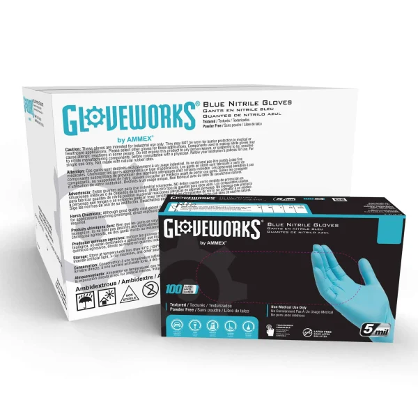 Gloveworks Industrial Blue Nitrile Gloves - Versatile, Dexterity-Enhancing, Polymer-Coated - Image 3