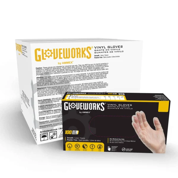 Gloveworks Industrial Clear Vinyl Gloves - Economical, Polymer-Coated - Image 3