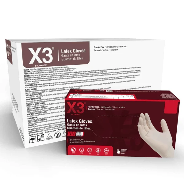 X3 Industrial Ivory Latex Gloves - Durable, High Dexterity, Powder-Free - Image 3