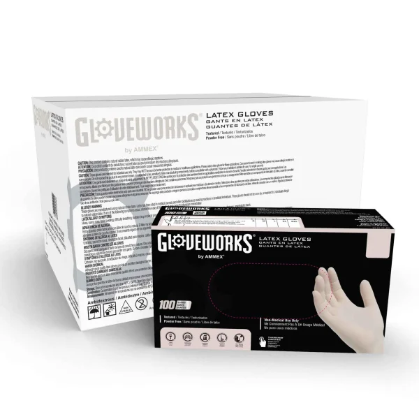 Gloveworks Industrial Ivory Latex Gloves - Textured, Durable, Powder-Free - Image 3