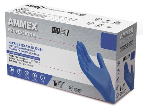 AMMEX Professional Exam Blue Nitrile Gloves - Fentanyl & Chemo Tested, Medical Grade - Image 2