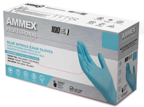 AMMEX Professional Exam Blue Nitrile Gloves - Fentanyl Tested, Powder-Free, Medical Grade - Image 2