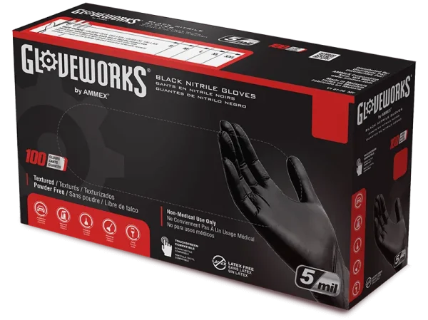 Gloveworks Industrial Black Nitrile Gloves - Versatile, Dexterity-Enhancing, Powder-Free - Image 2