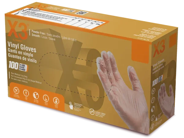X3 Industrial Clear Vinyl Gloves - 3 Mil, Powder-Free, Food Service Ready - Image 2