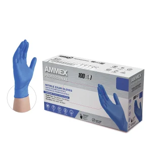 AMMEX Professional Exam Blue Nitrile Gloves - Fentanyl & Chemo Tested, Medical Grade