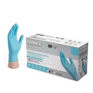 AMMEX Professional Exam Blue Nitrile Gloves - Fentanyl Tested, Powder-Free, Medical Grade