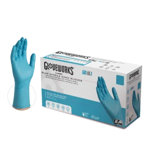 Gloveworks Exam Blue Nitrile Gloves - Heavy Duty, Extended Cuff, Medical Grade