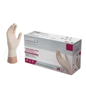 AMMEX Professional Exam Ivory Latex Gloves - Easy Donning, Medical Grade, Powder-Free