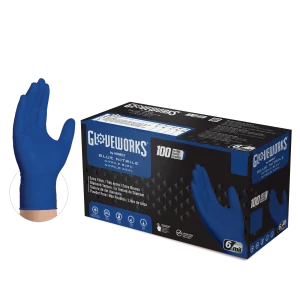 Gloveworks Industrial Royal Blue Raised Diamond Texture Nitrile Gloves - 6 Mil