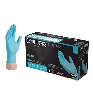 Gloveworks Industrial Blue Nitrile Gloves - Versatile, Dexterity-Enhancing, Polymer-Coated
