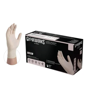 Gloveworks Industrial Ivory Latex Gloves - Textured, Durable, Powder-Free
