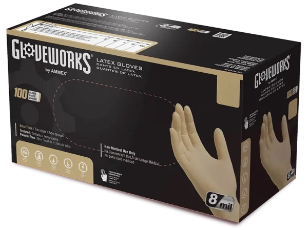 Gloveworks Industrial Ivory Latex Gloves - Heavy Duty, Double Chlorinated - Image 2