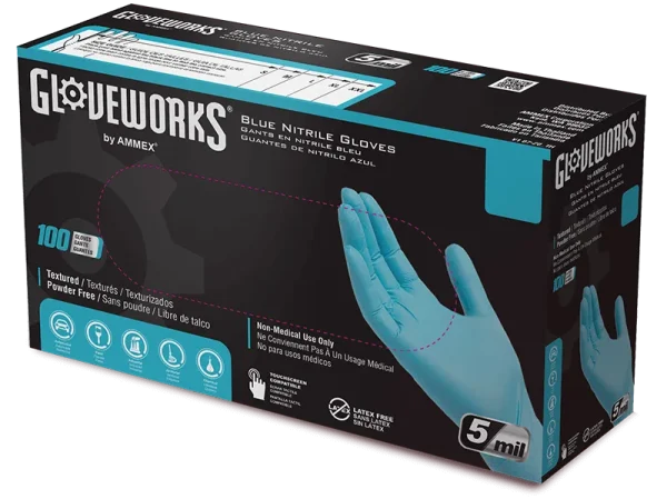 Gloveworks Industrial Blue Nitrile Gloves - Versatile, Dexterity-Enhancing, Polymer-Coated - Image 2