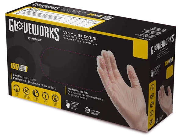 Gloveworks Industrial Clear Vinyl Gloves - Economical, Polymer-Coated - Image 2
