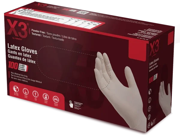 X3 Industrial Ivory Latex Gloves - Durable, High Dexterity, Powder-Free - Image 2