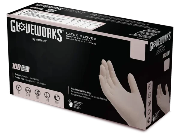Gloveworks Industrial Ivory Latex Gloves - Textured, Durable, Powder-Free - Image 2