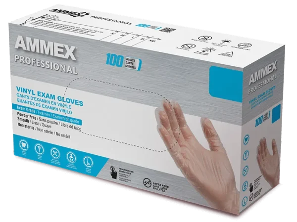 AMMEX Professional Exam Clear Vinyl Gloves - Powder-Free, Medical Grade - Image 2