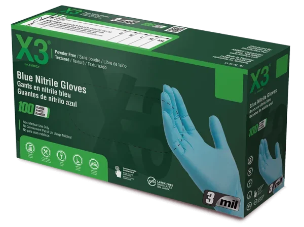 X3 Industrial Blue Nitrile Gloves - Dexterous, Rip-Resistant, Powder-Free - Image 2