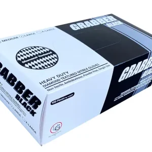 Grabber Black Nitrile Gloves - Heavy Duty Diamond Textured