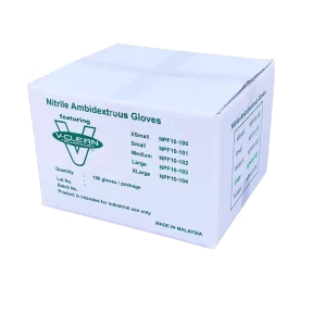 V-Clean 10" Nitrile Gloves - Cleanroom Compatible, Chemical Resistant, Powder-Free