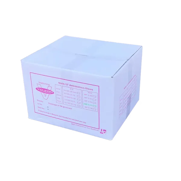 V-Clean 12" Nitrile Gloves - Cleanroom Compatible, Extended Cuff, Powder-Free